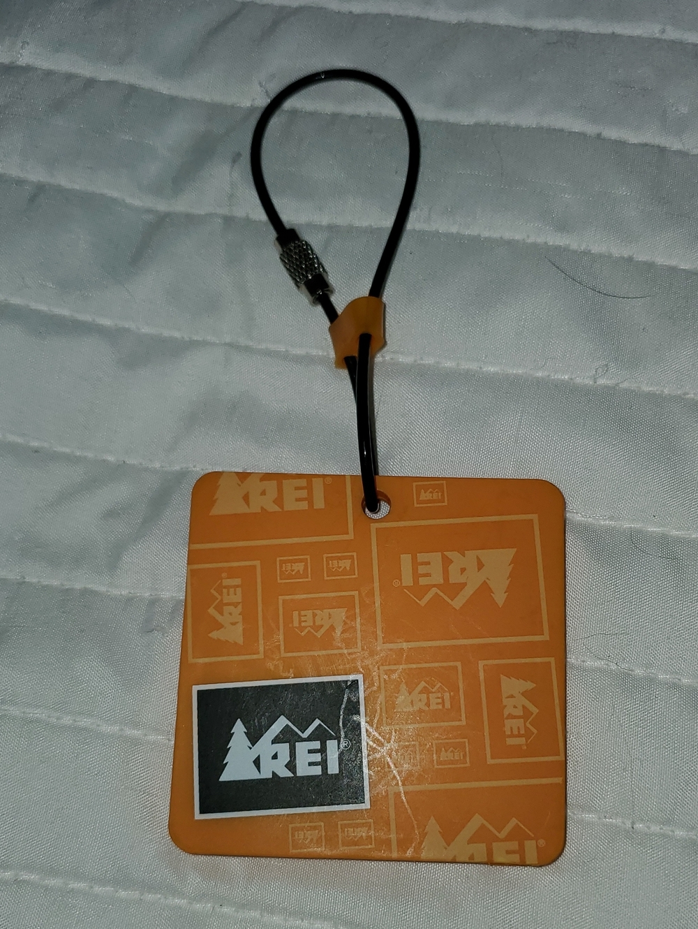 REI Orange Luggage Tag with Cable Loop